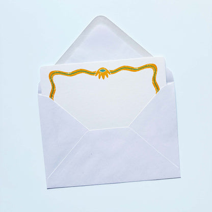 Set of 12 Notecards And Envelopes - Stamped in Yellow
