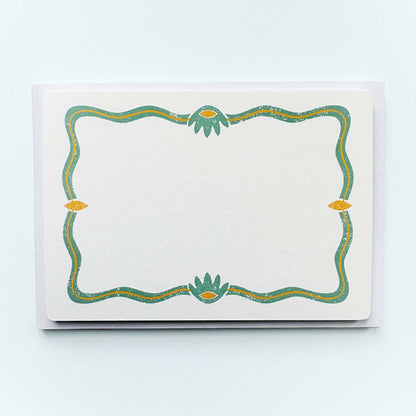 Set of 12 Notecards And Envelopes - Stamped in Green