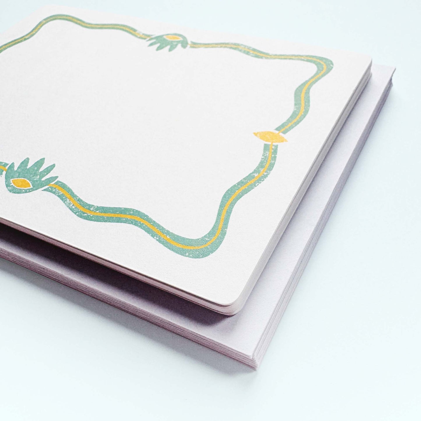 Set of 12 Notecards And Envelopes - Stamped in Green