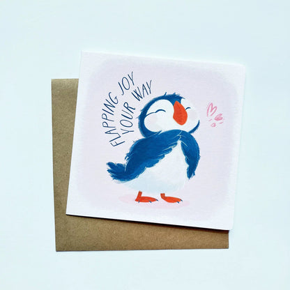 Flapping Joy Baby Puffin Birthday Card