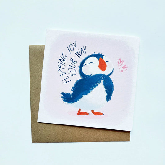 Flapping Joy Baby Puffin Birthday Card