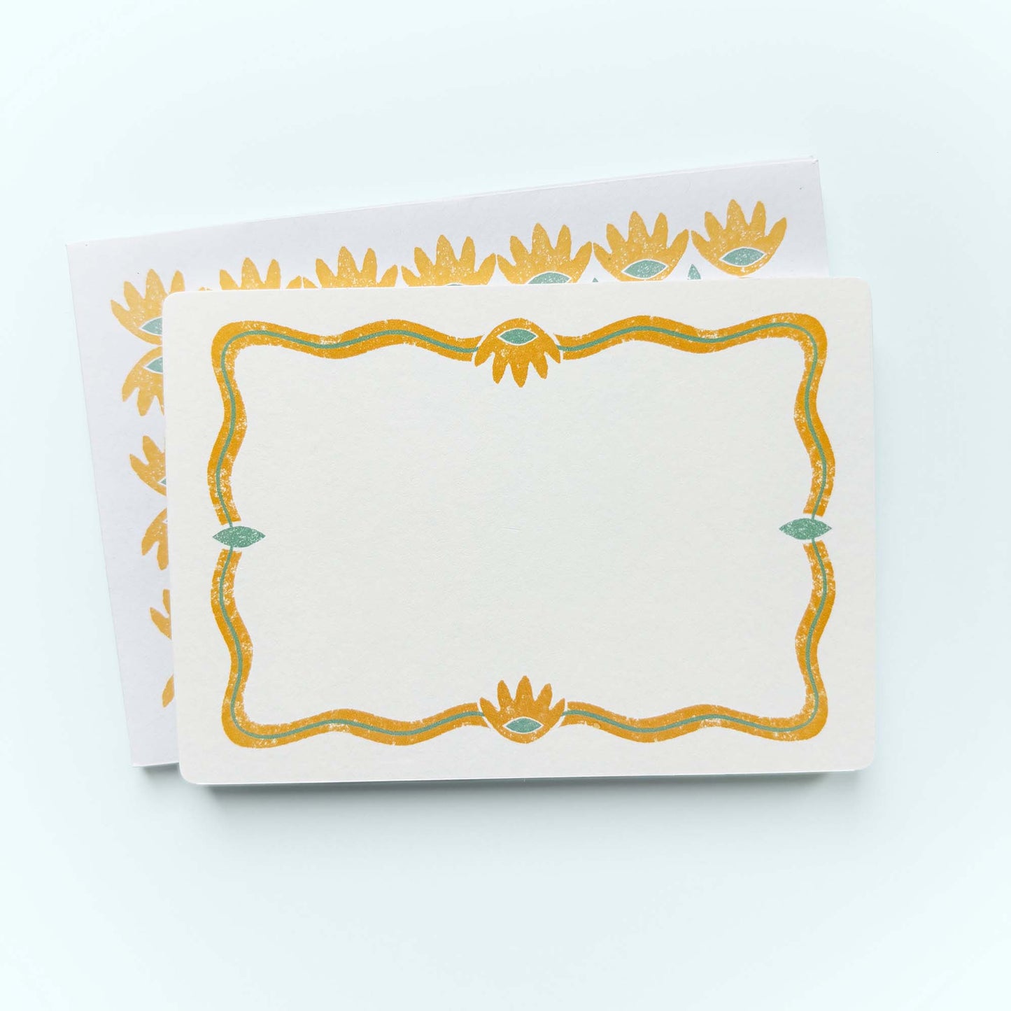 Set of 12 Notecards And Envelopes - Stamped in Yellow