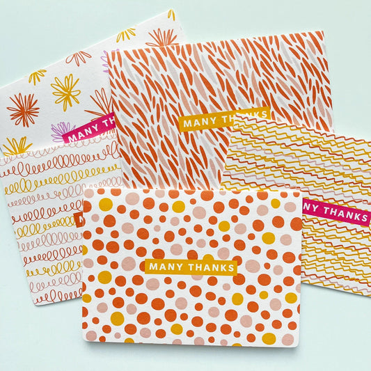 Thank You Cards Bundle of 5 - Pastel Many Thanks