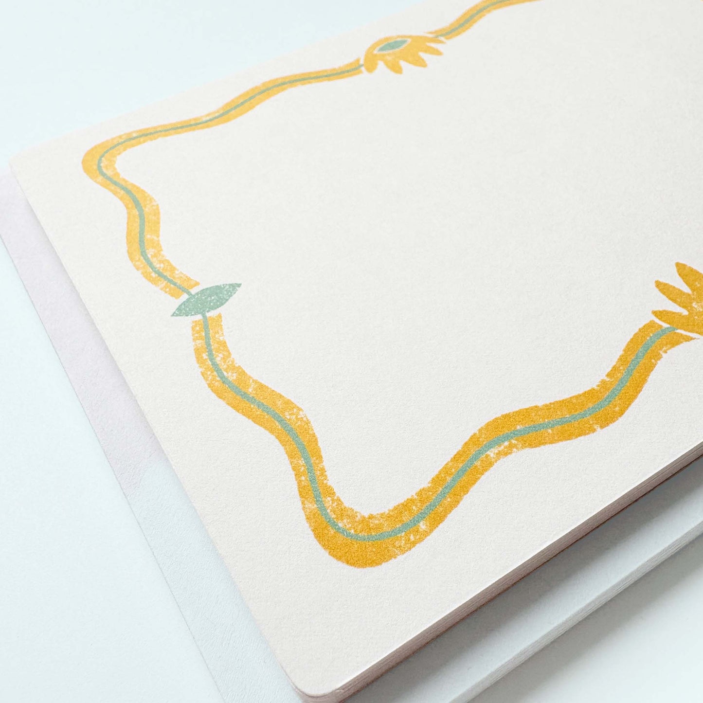 Set of 12 Notecards And Envelopes - Stamped in Yellow