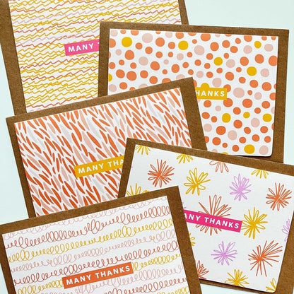 Thank You Cards Bundle of 5 - Pastel Many Thanks