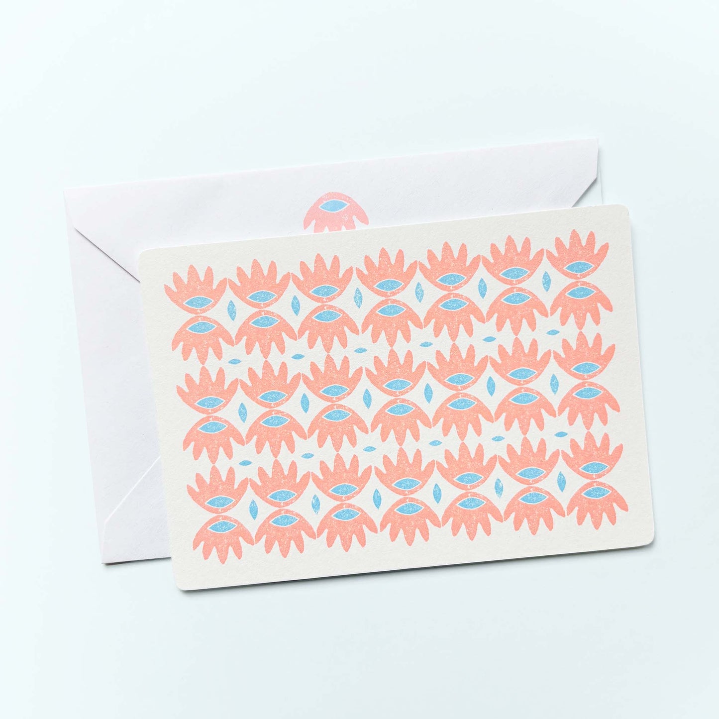 Set of 12 Notecards And Envelopes - Stamped in Pink