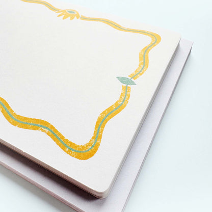 Set of 12 Notecards And Envelopes - Stamped in Yellow