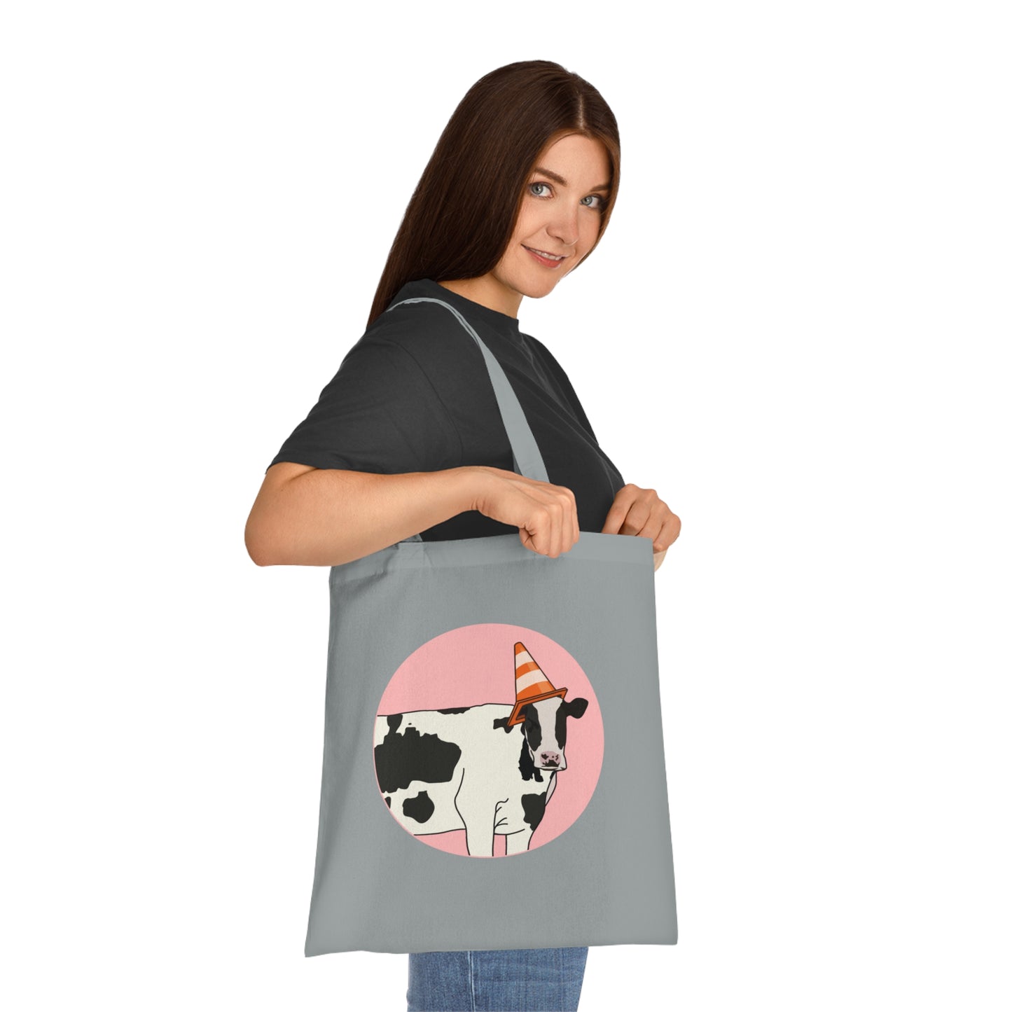 Cow Cotton Tote Bag: Traffic Cone