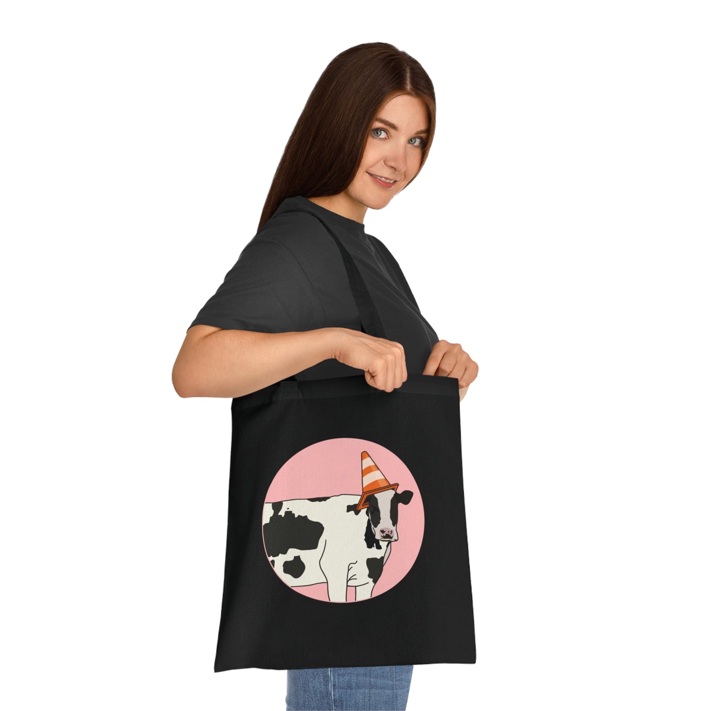 Cow Cotton Tote Bag: Traffic Cone