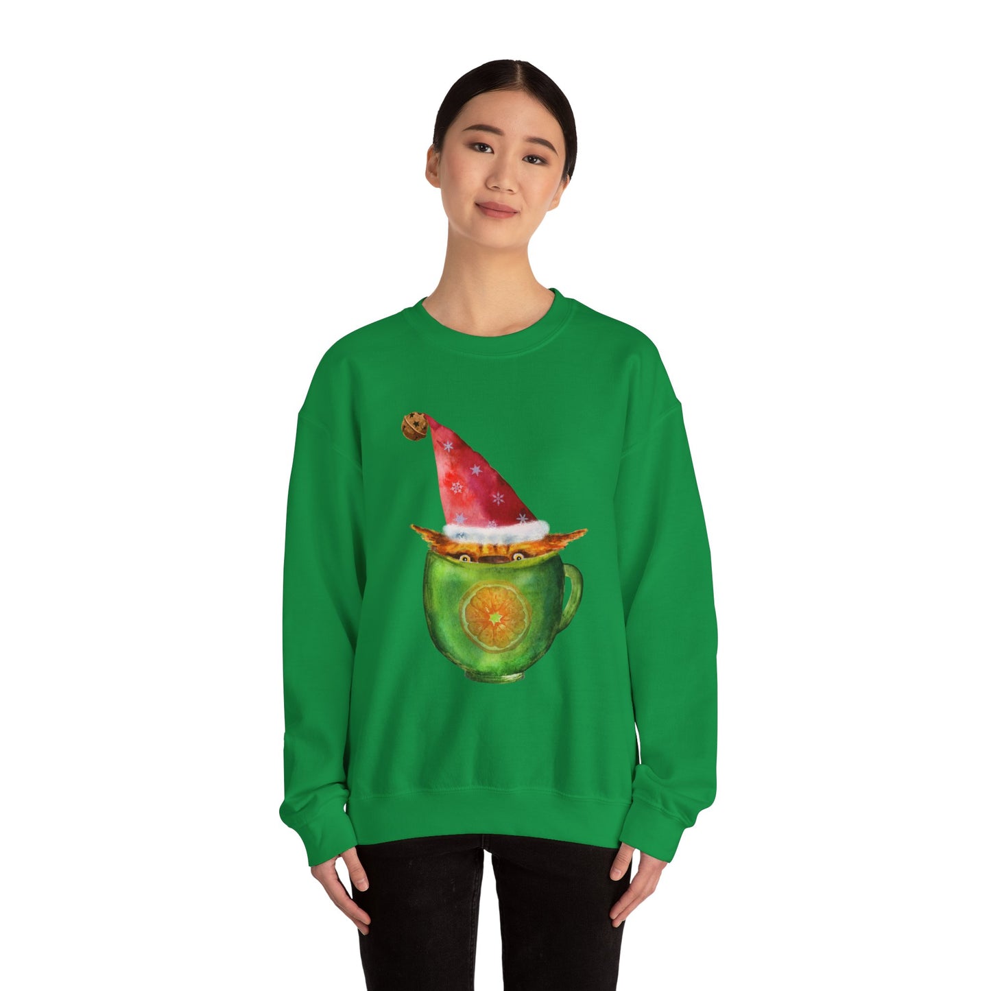 Christmas Sweatshirt: Cat in a Cup