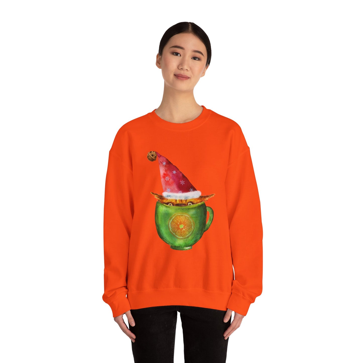 Christmas Sweatshirt: Cat in a Cup