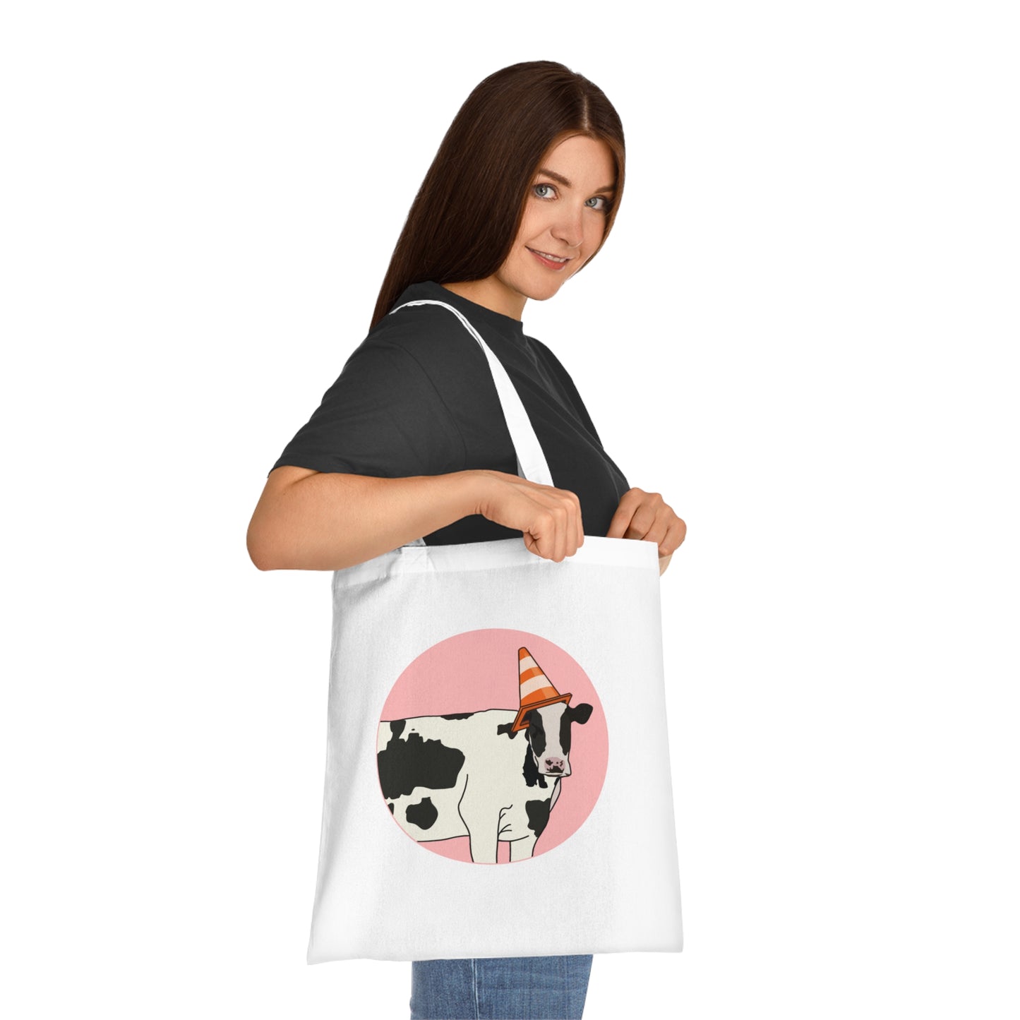 Cow Cotton Tote Bag: Traffic Cone