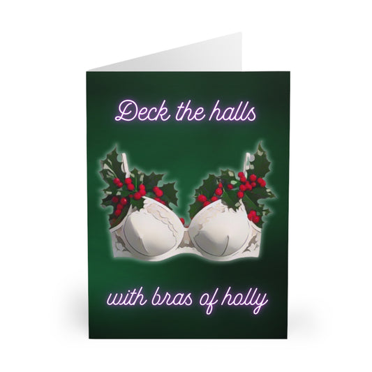 Christmas Cards (5 Pack): Deck The Halls With Bras Of Holly