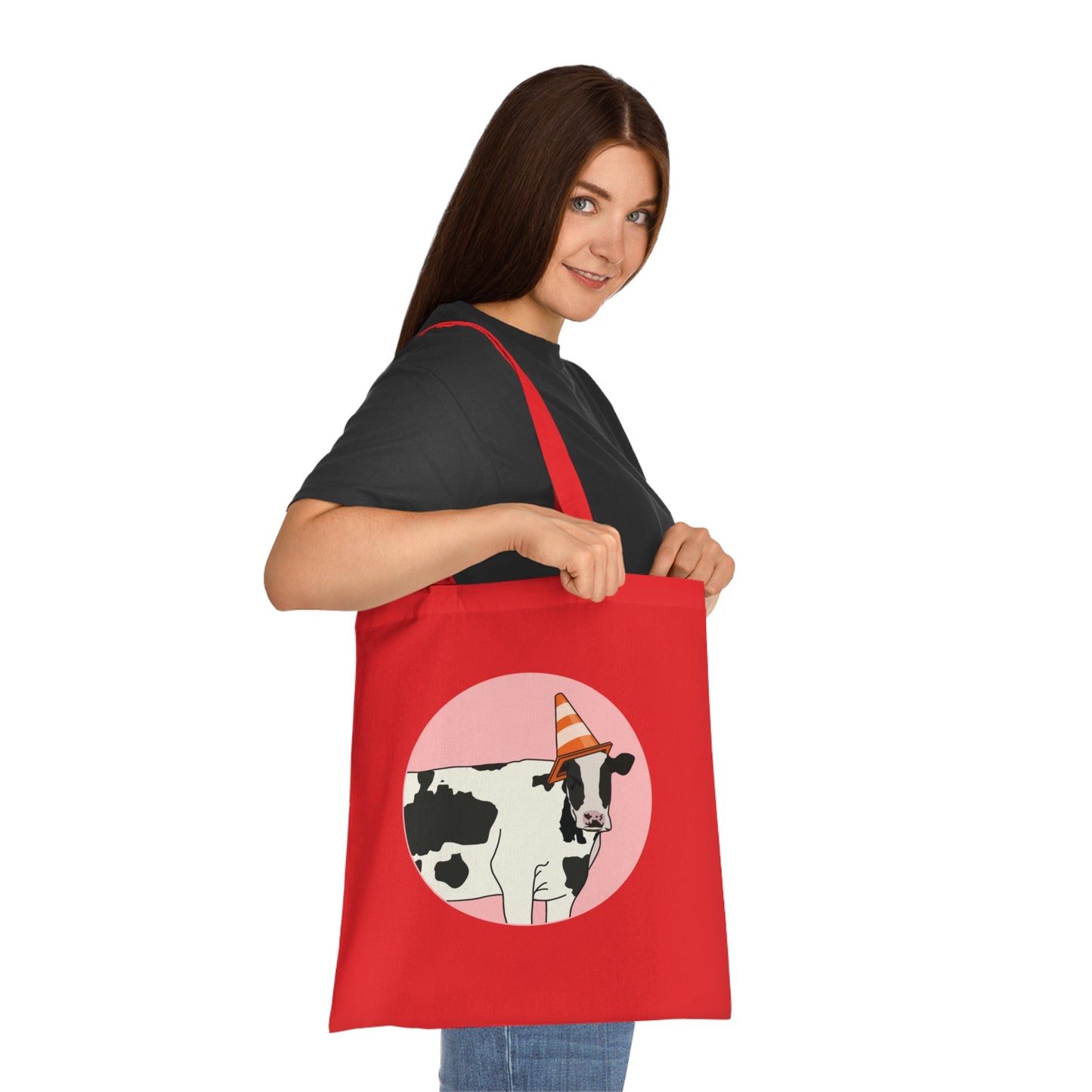 Cow Cotton Tote Bag: Traffic Cone