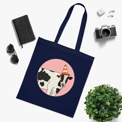 Cow Cotton Tote Bag: Traffic Cone