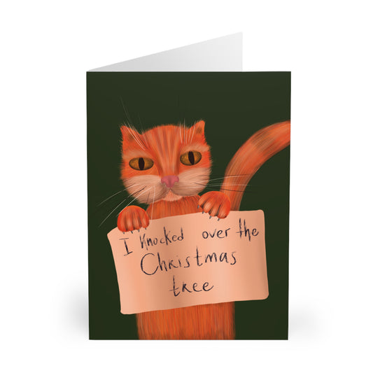 Christmas Cards (5 Pack): Naughty Cat - I Knocked Over The Christmas Tree