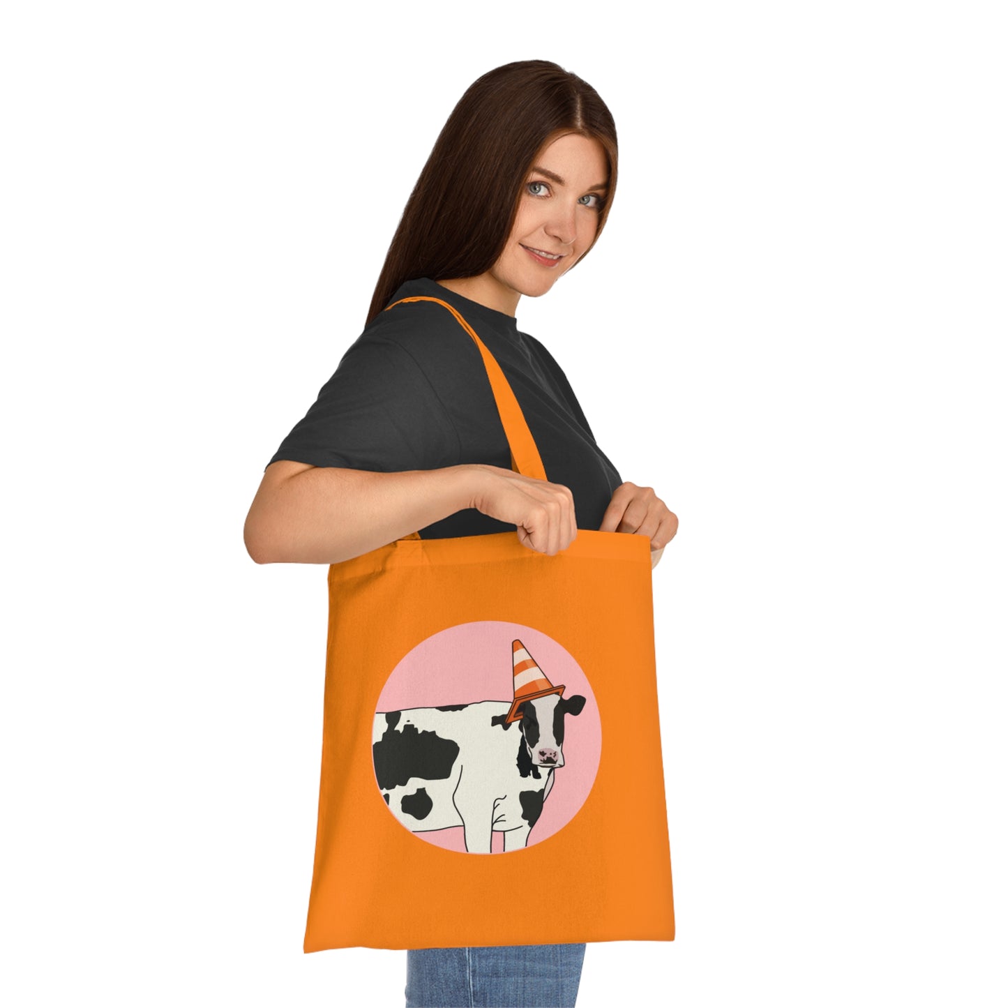 Cow Cotton Tote Bag: Traffic Cone