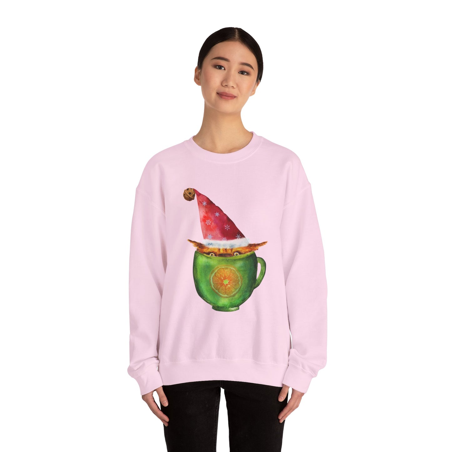 Christmas Sweatshirt: Cat in a Cup