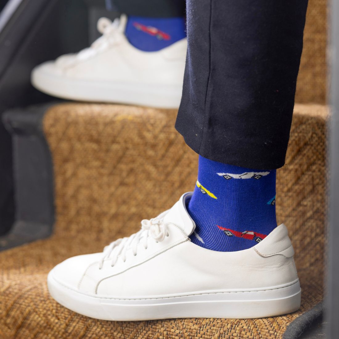 Blue Classic Car Bamboo Socks