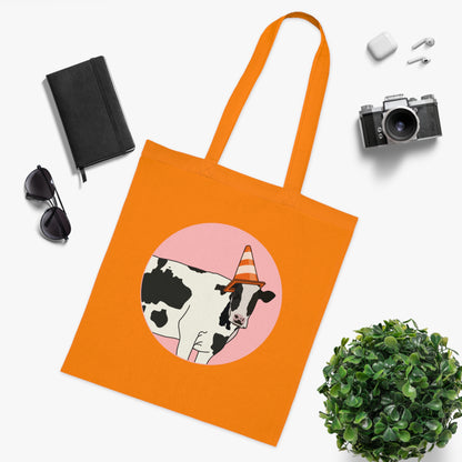 Cow Cotton Tote Bag: Traffic Cone