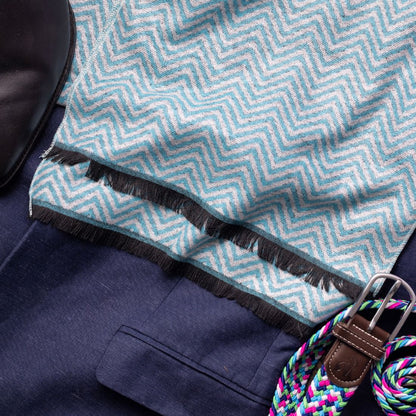 Light Blue Herringbone Bamboo Scarf