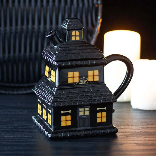Gothic Gifts Black Haunted House Mug