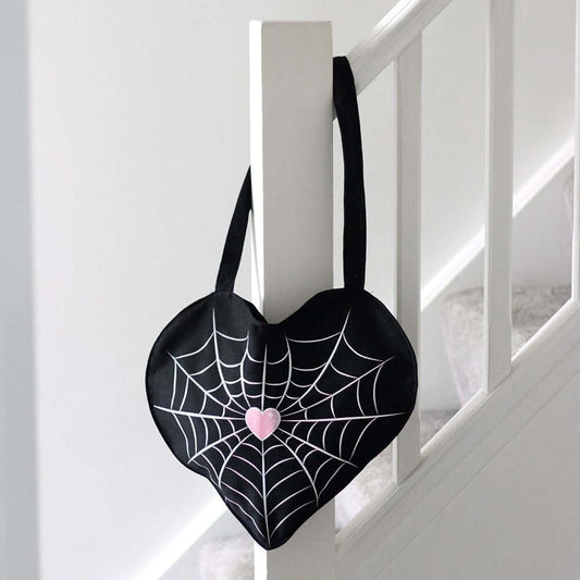Gothic Gifts Spiderweb Heart Satin Tote Bag