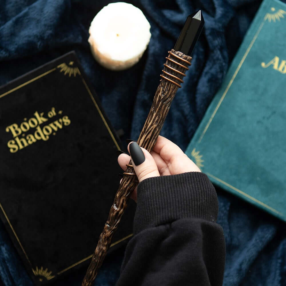 Gothic Gifts Thin and Black Obsidian Crystal Wand