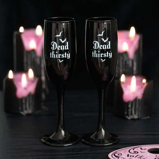 Gothic Gifts Set of 2 Dead Thirsty Champagne Flutes