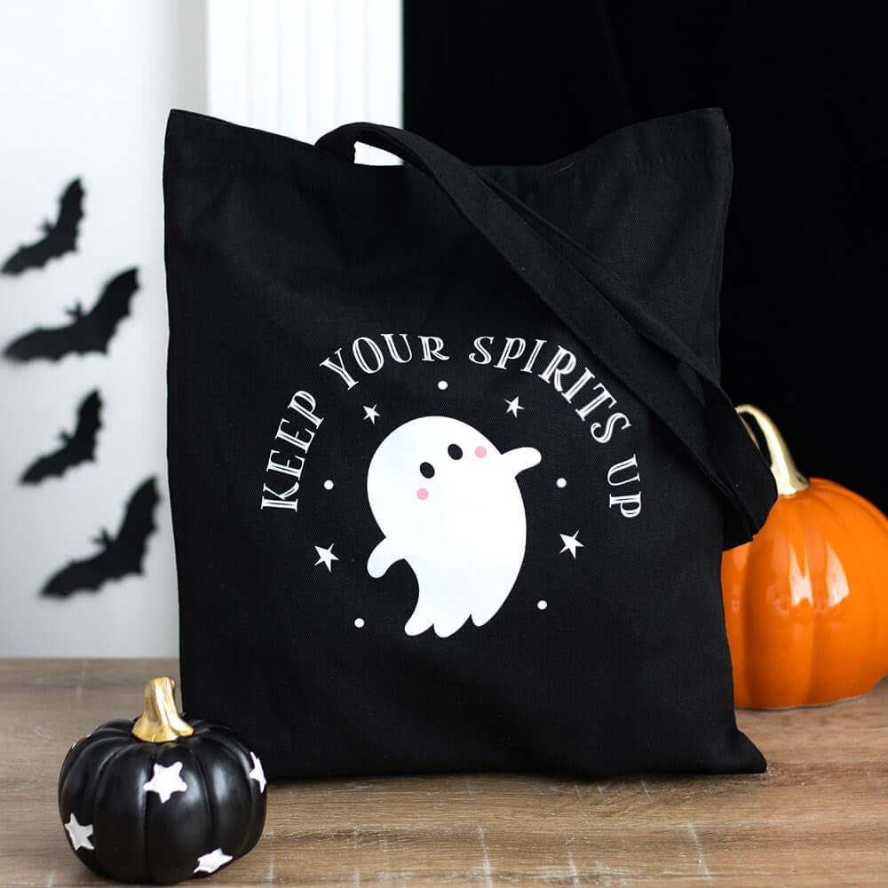 Gothic Gifts Keep Your Spirits Up Ghost Polycotton Tote Bag