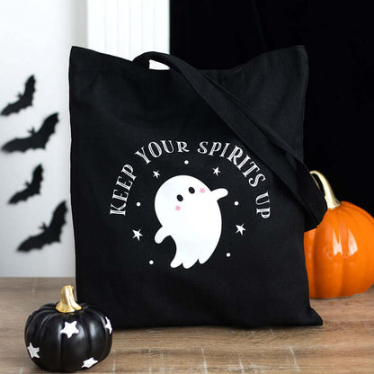 Gothic Gifts Keep Your Spirits Up Ghost Polycotton Tote Bag