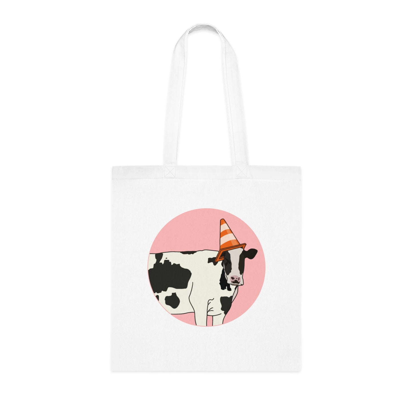 Cow Cotton Tote Bag: Traffic Cone