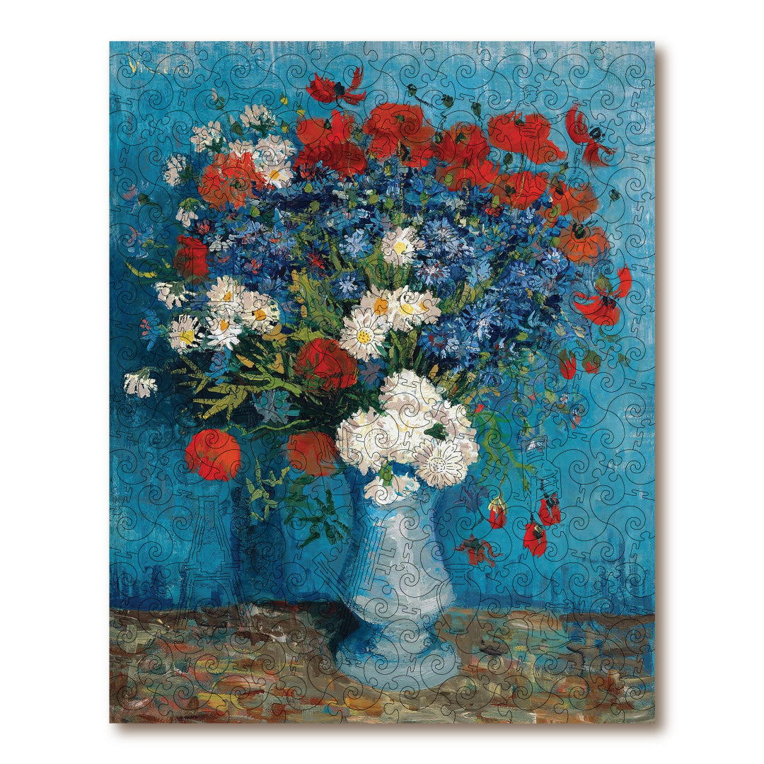 Vase With Cornflowers And Poppies