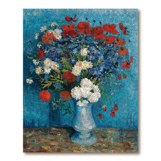Vase With Cornflowers And Poppies