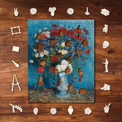 Vase With Cornflowers And Poppies