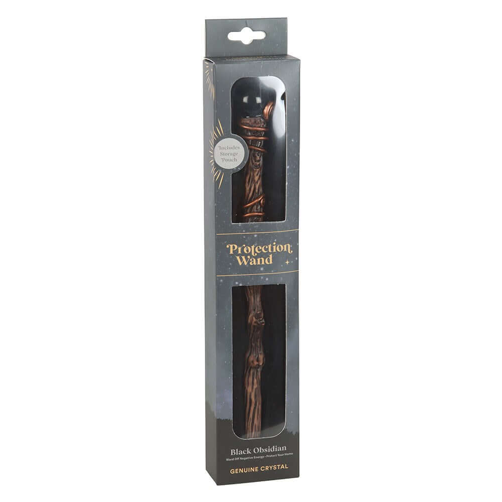 Gothic Gifts Black Obsidian Crystal Wand with Pouch