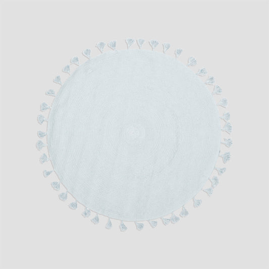 Kids Blue Round Rug with Tassels