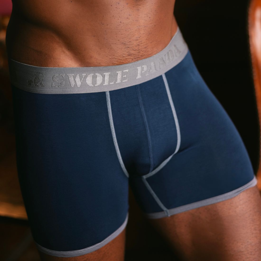 Bamboo Boxers - Navy / Grey Band