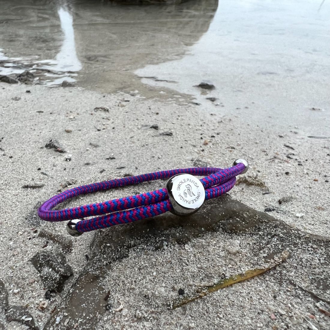 Rope Bracelet - Blue & Pink Zigzag