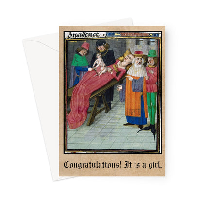 New Baby Card: Medieval gender reveal party (girl)