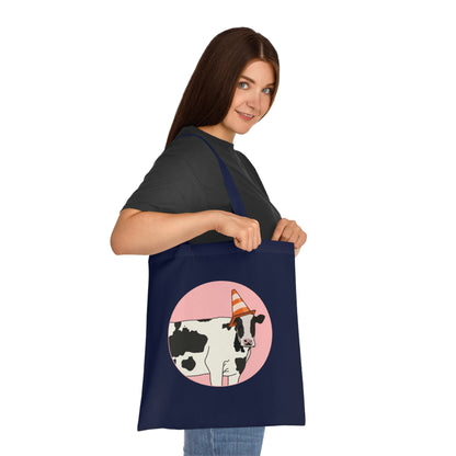 Cow Cotton Tote Bag: Traffic Cone