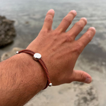 Rope Bracelet - Blue & Orange Zigzag