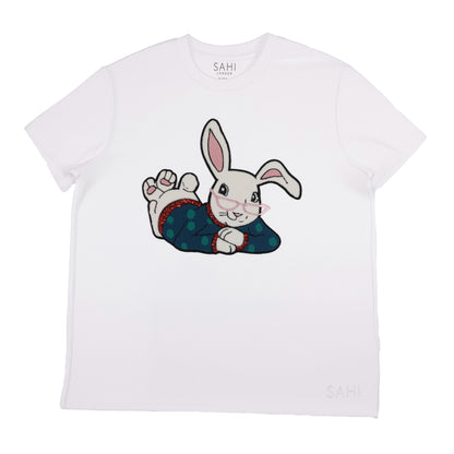 Cotton Rabbit Printed & Embroidered T-Shirt