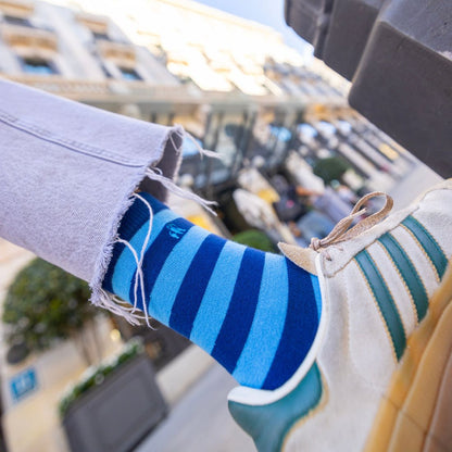 Blue Stripe Matching Bamboo Socks (Adult & Child)