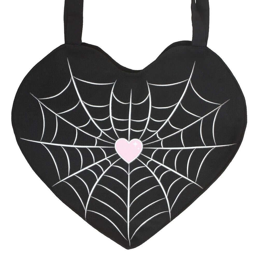 Gothic Gifts Spiderweb Heart Satin Tote Bag
