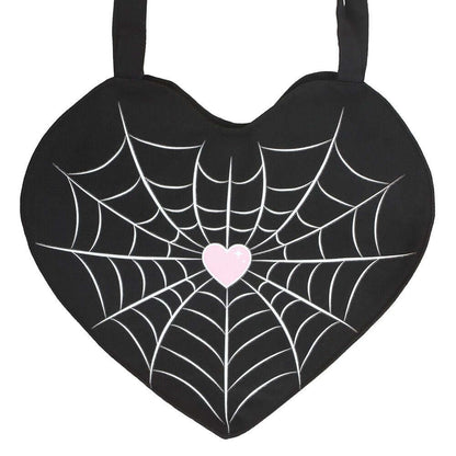 Gothic Gifts Spiderweb Heart Satin Tote Bag