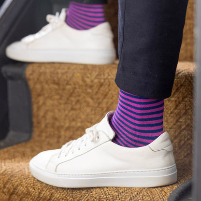 Rich Pink Narrow Striped Bamboo Socks
