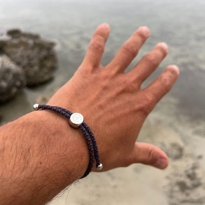 Rope Bracelet - Green & Blue Zigzag