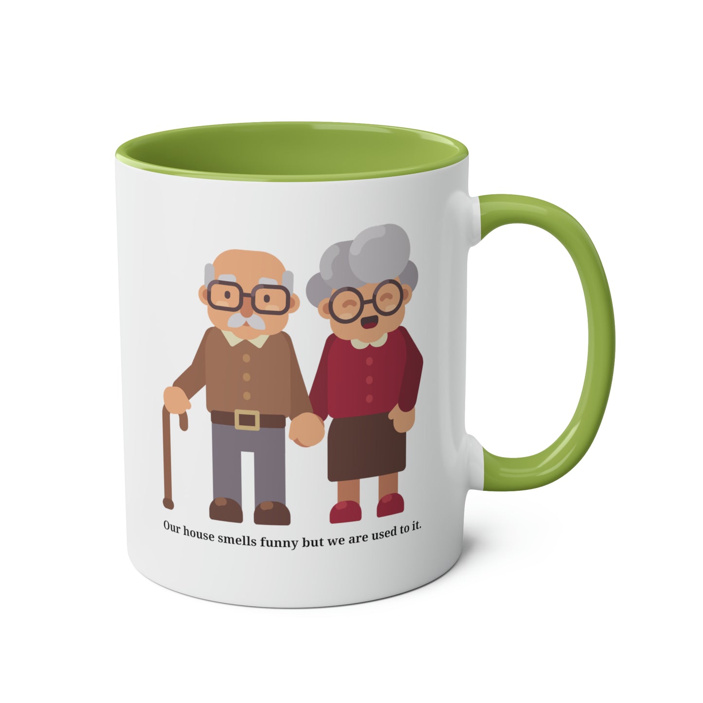 Old Couple Mug: Our house smells funny but we are used to it