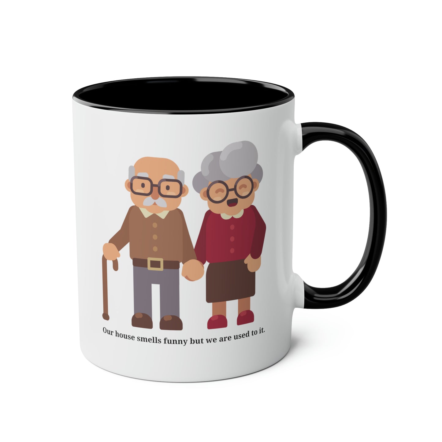 Old Couple Mug: Our house smells funny but we are used to it